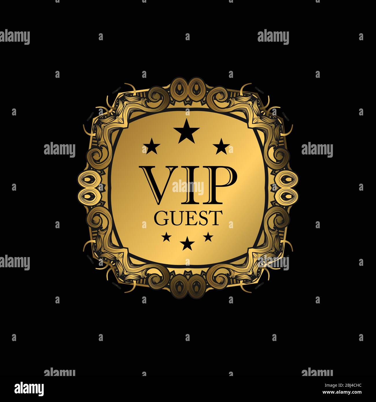 VIP party premium invitation card with luxury gold design. Black and ...