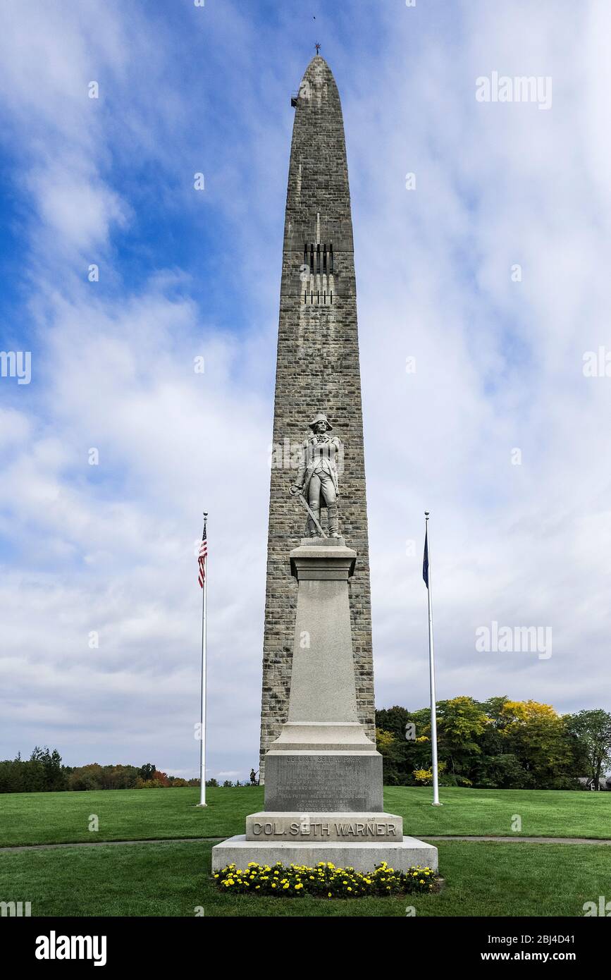 The Bennington Battle Monument which is the tallest structure in Vermont. Stock Photo