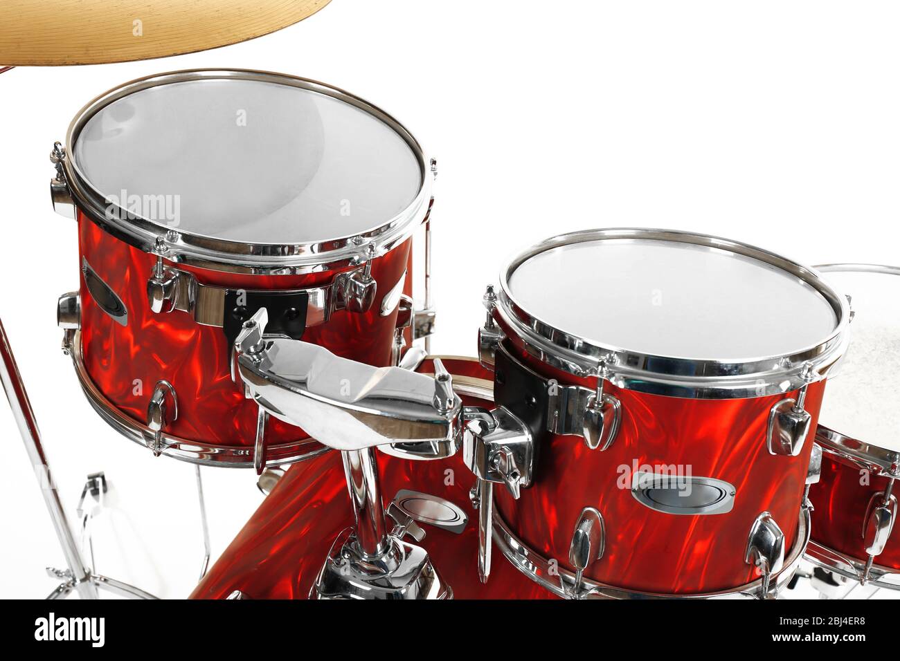 Set of red drums isolated on white background, close up Stock Photo - Alamy