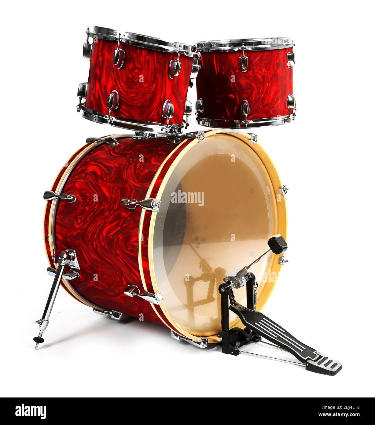 Set of red drums isolated on white background, close up Stock Photo - Alamy