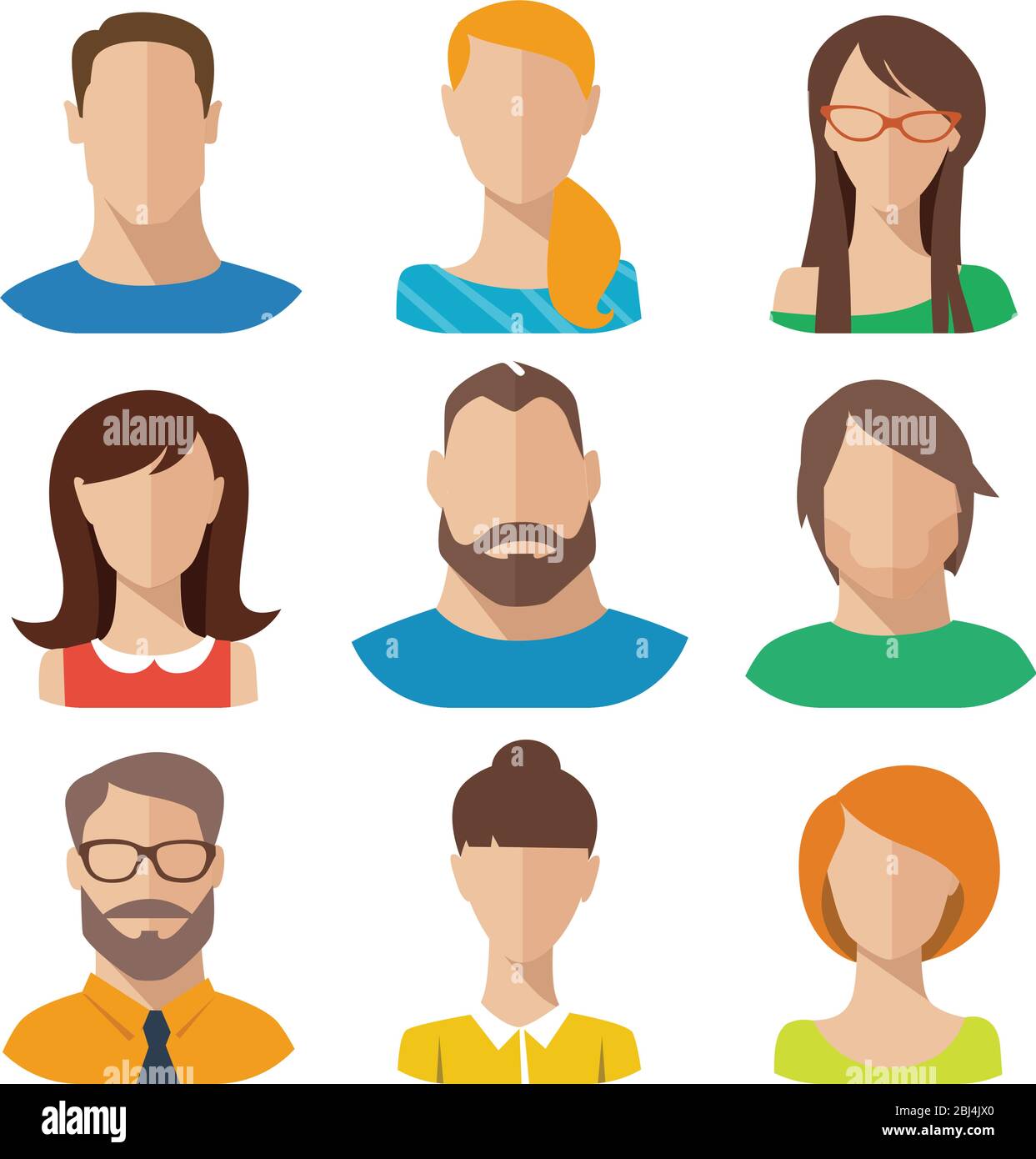 Vector flat style portraits male and female icons set Stock Vector ...