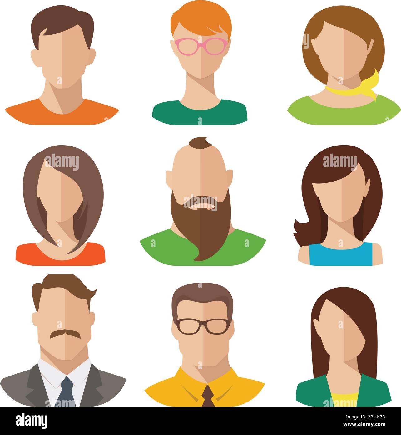 Vector flat style portraits male and female icons set Stock Vector ...