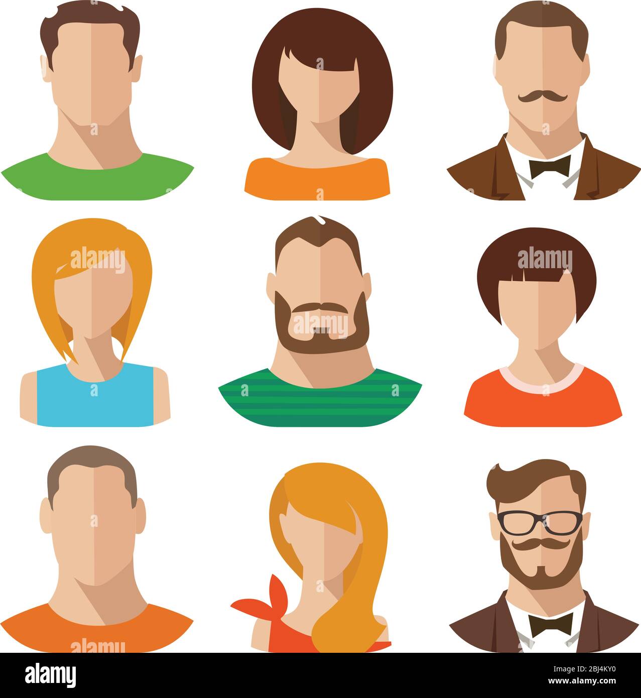 Vector flat style portraits male and female icons set Stock Vector ...
