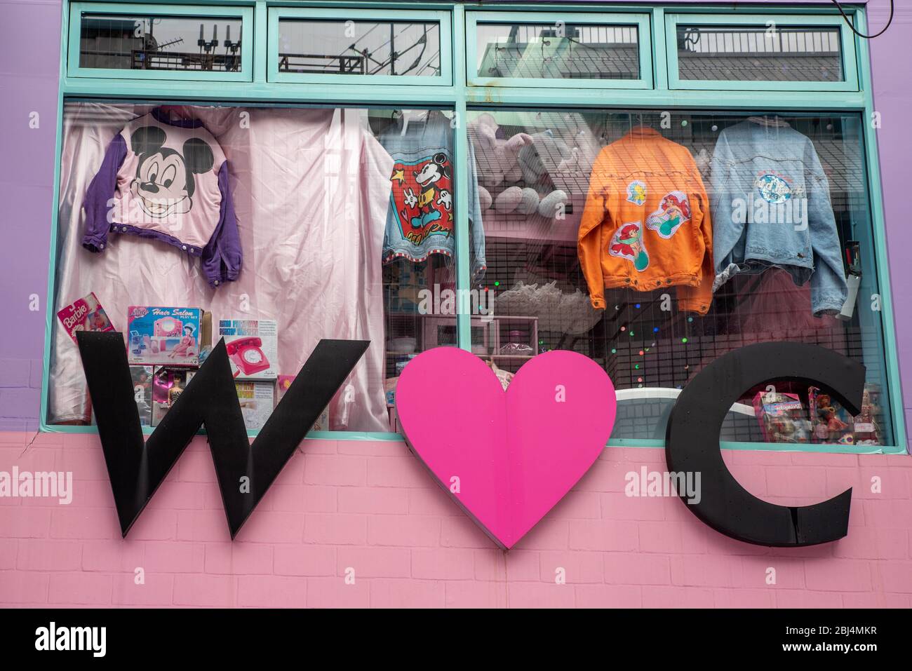 Window display at Takeshita street, in Harajuku, Tokyo, where fashion and clothing stores are abundant Stock Photo