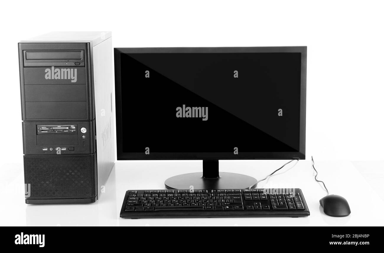 Modern computer set isolated on white Stock Photo - Alamy