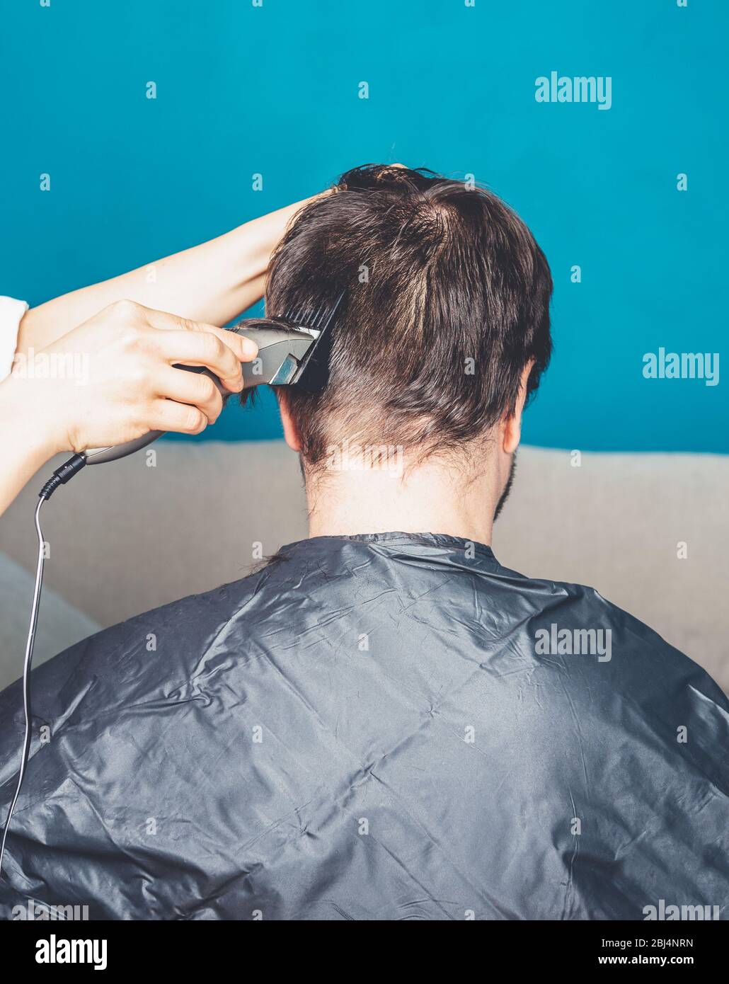 Hair cut at home Stock Photo Alamy
