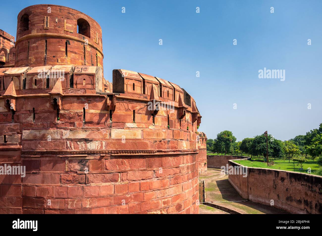 Historical Agra Fort of the Mughal dynasty emperors, UNESCO World Heritage site in Agra, Uttar Pradesh, India Stock Photo
