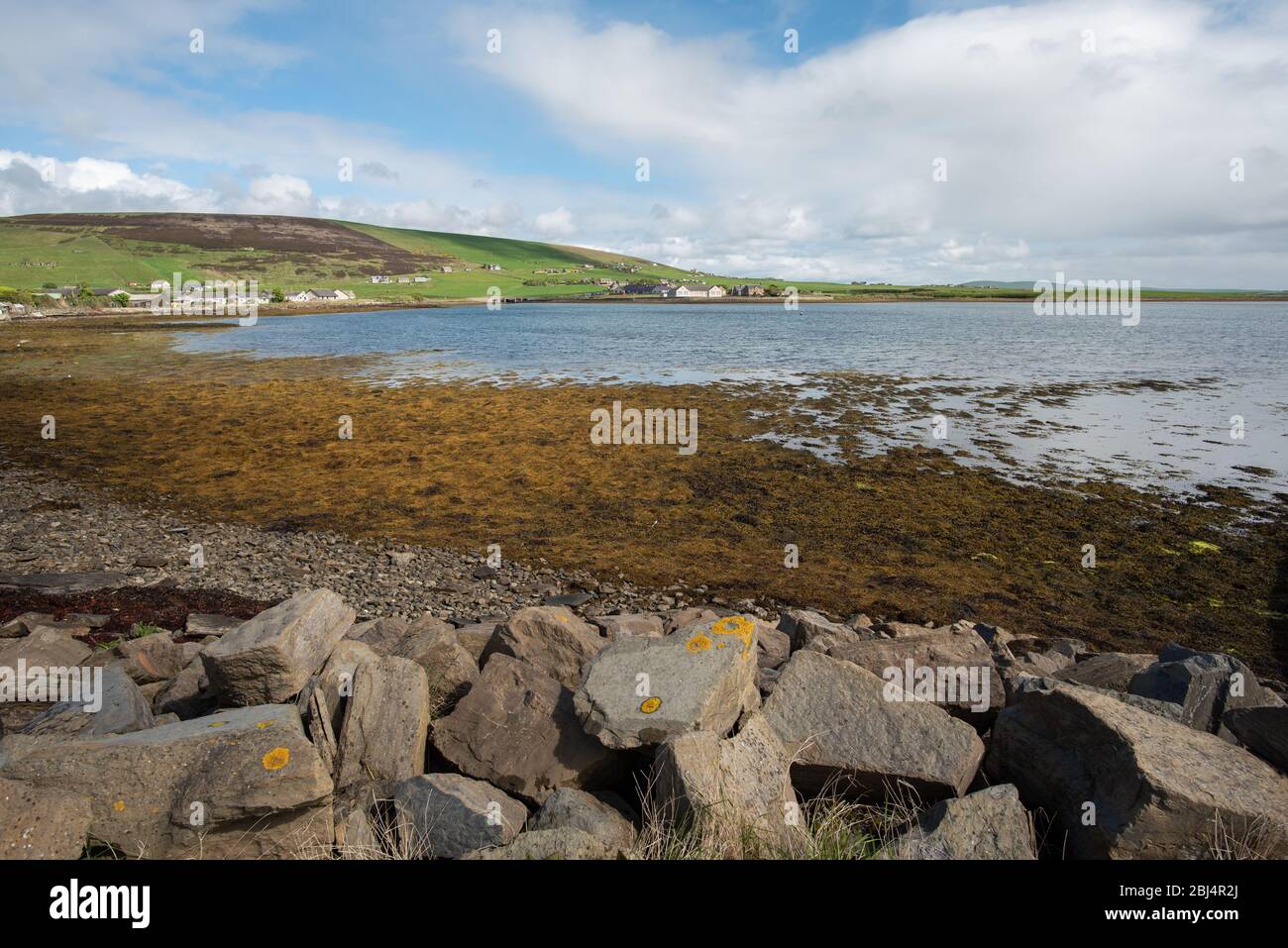 Seascape View of Scapa Flow Coast Orkney Scotland UK Mainland Graemsay Burray South Ronaldsay Hoy Stock Photo