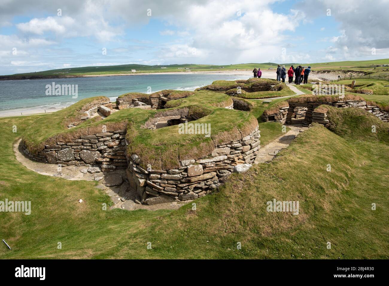 Skara Brae Sandwick Orkney neolithic age Site Bay of skaill settlement Village UNESCO World Heritage site Stock Photo