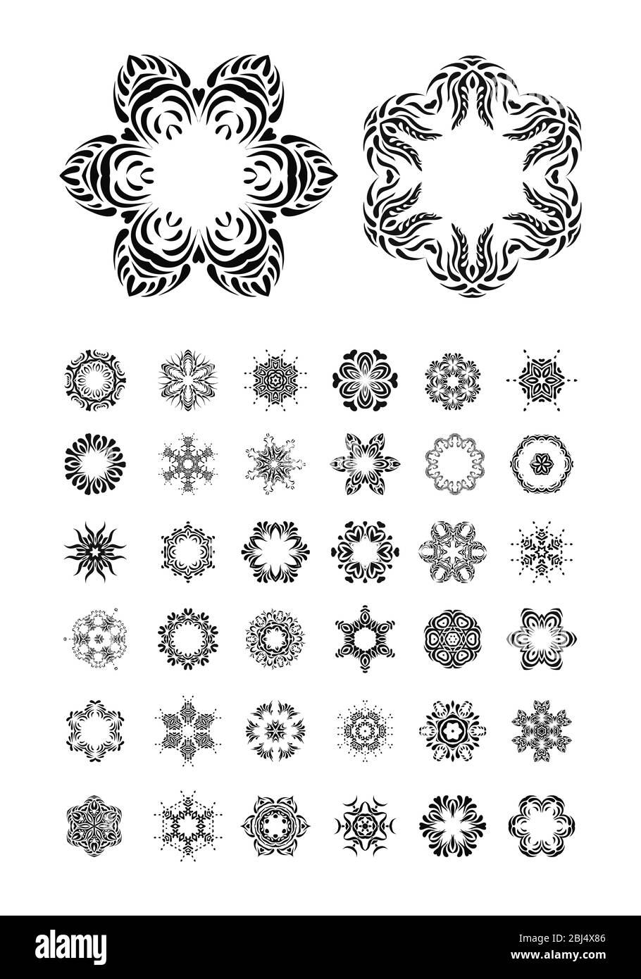 Mandala decorative drawing. Round ornament pattern set Stock Photo