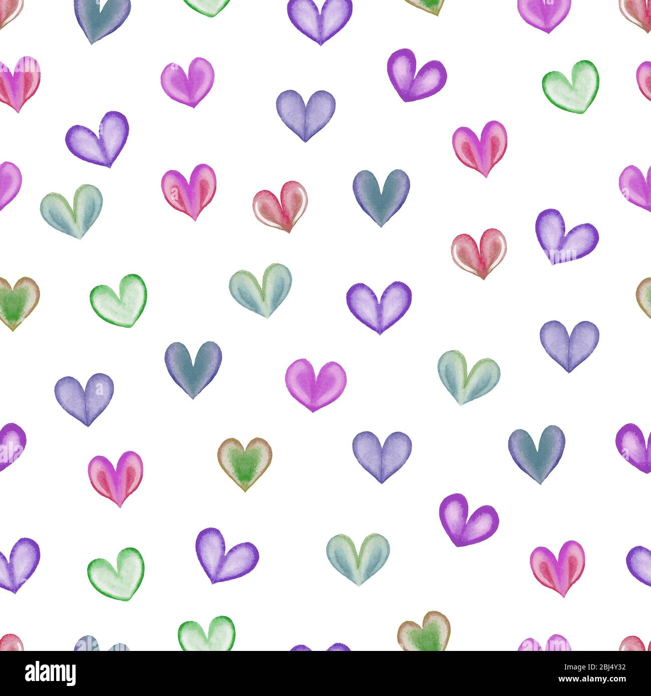 Watercolor hearts seamless pattern Stock Photo - Alamy