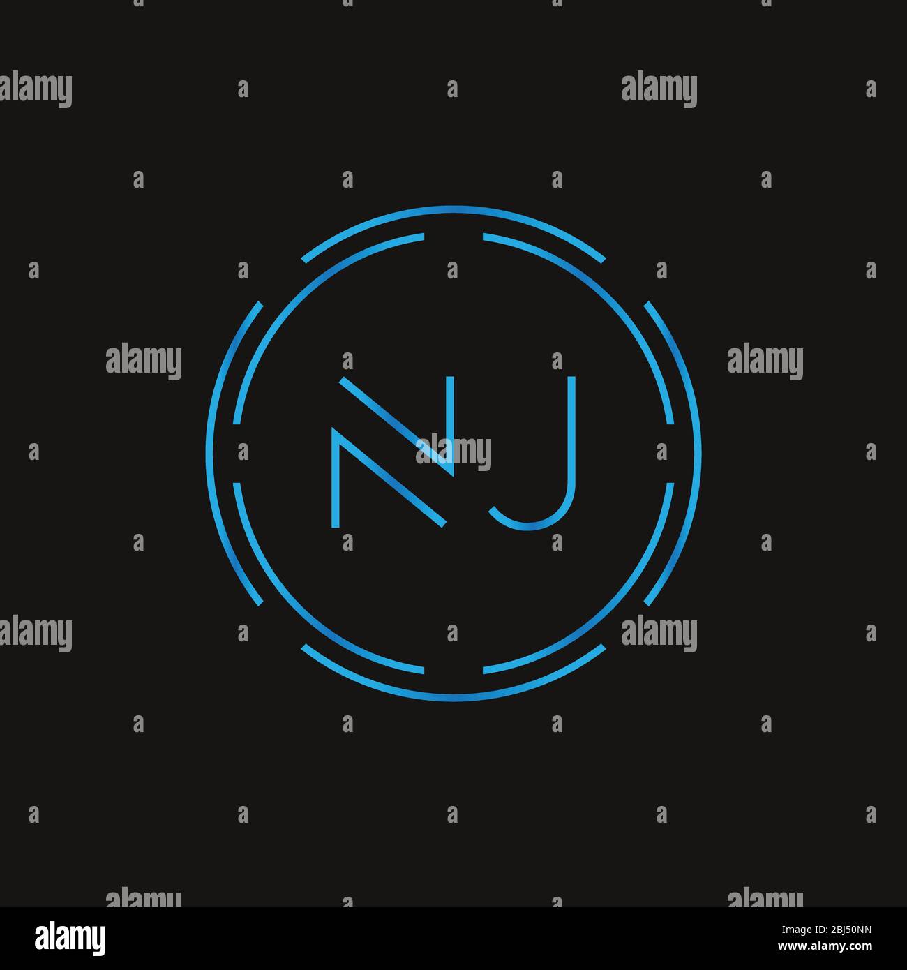 Initial Letter NJ Logo Design Vector Template. Digital Abstract NJ ...