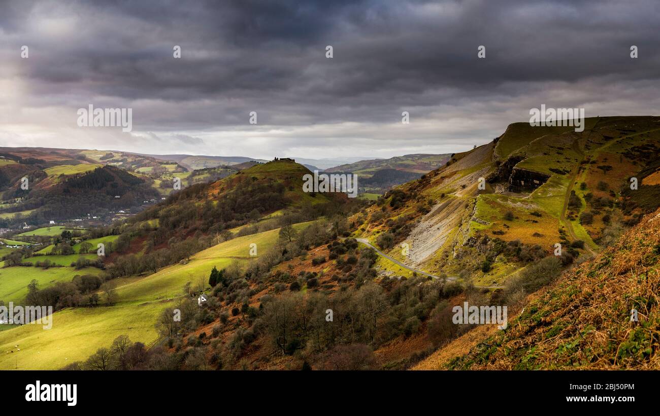 Looking towards Llangollen from the panorama walk. Stock Photo