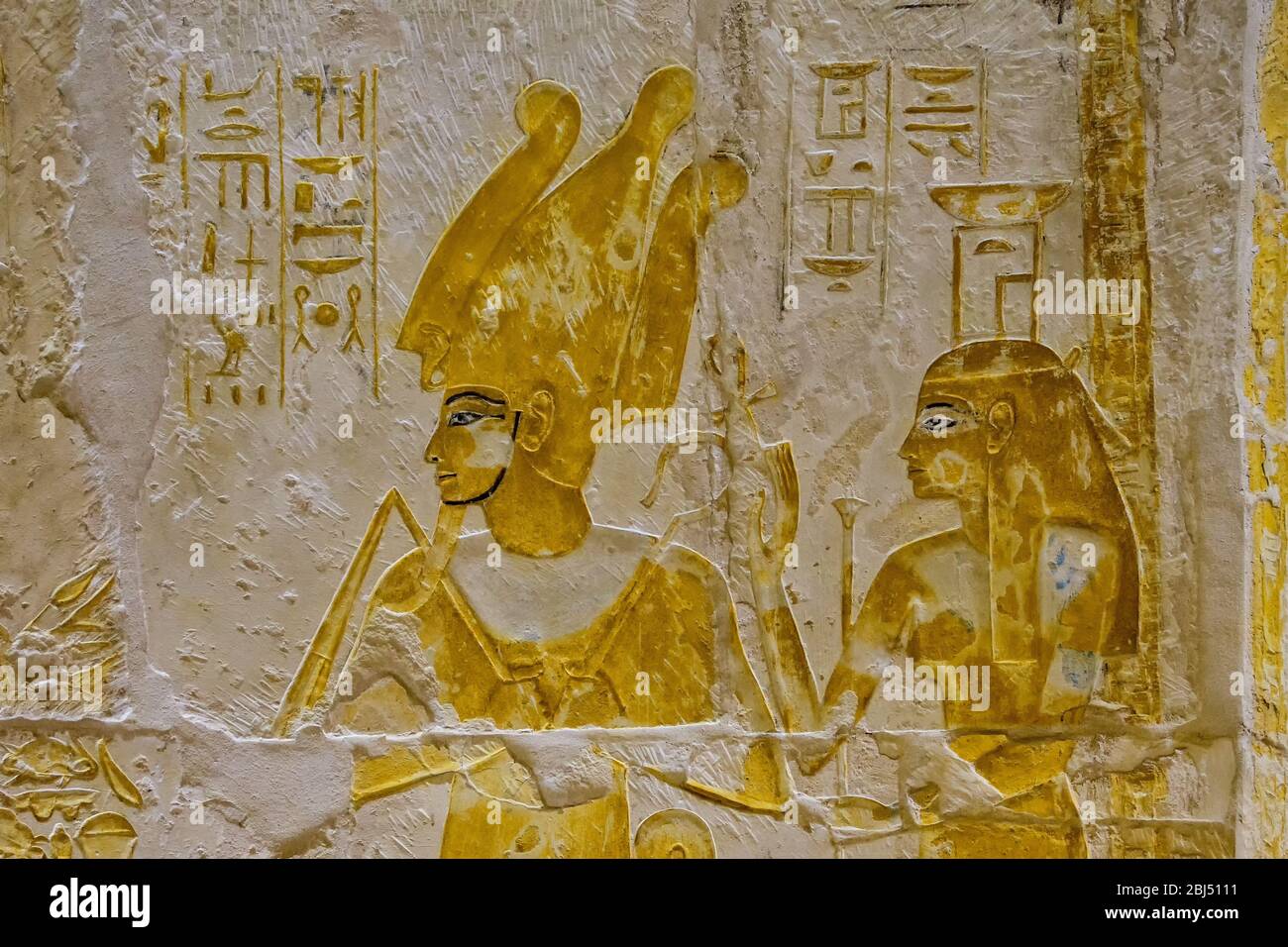 Images of Osiris and Nepthys from the tomb of Maya in Saqqara Stock Photo