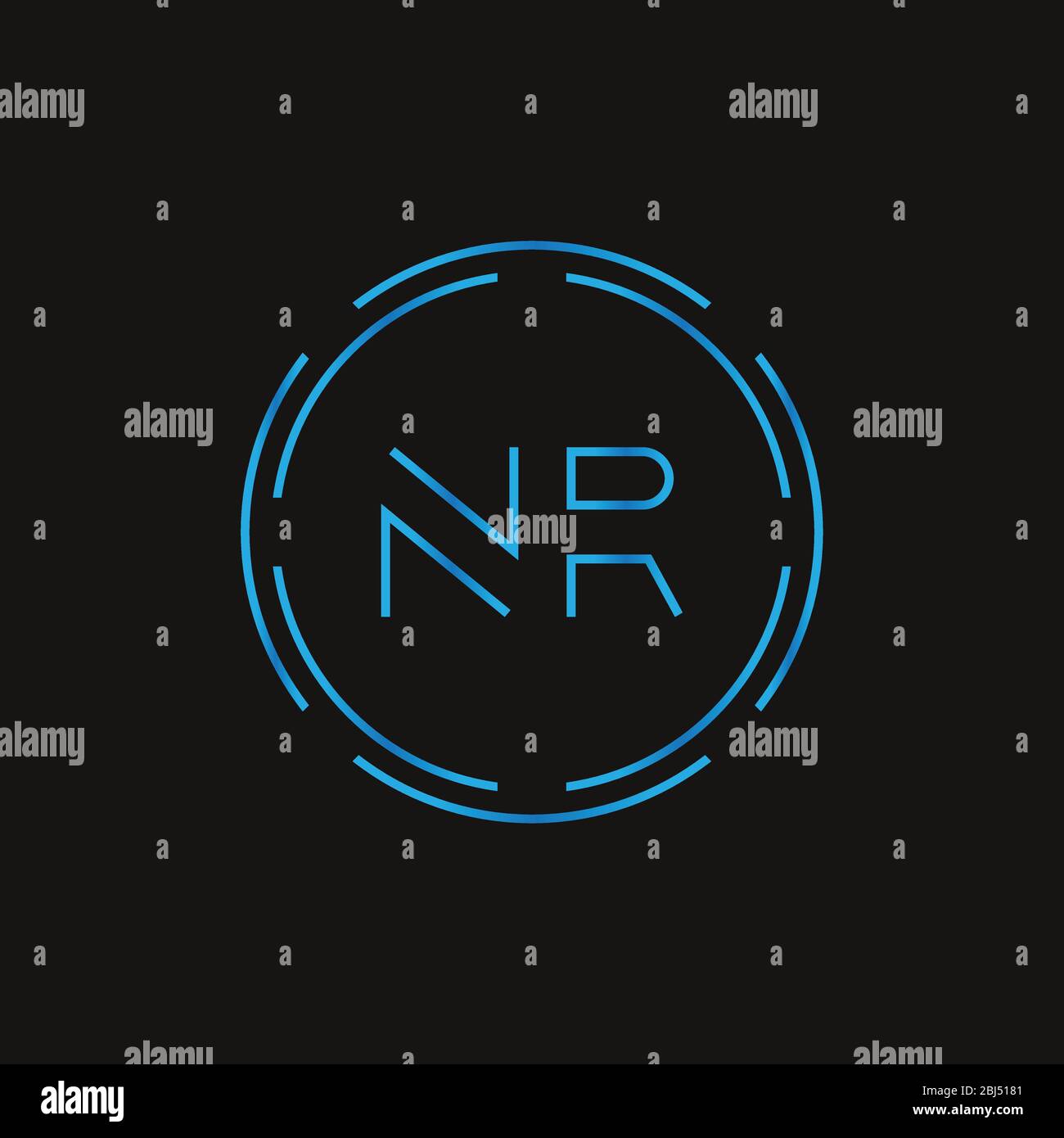Initial Letter NR Logo Design Vector Template. Digital Abstract NR