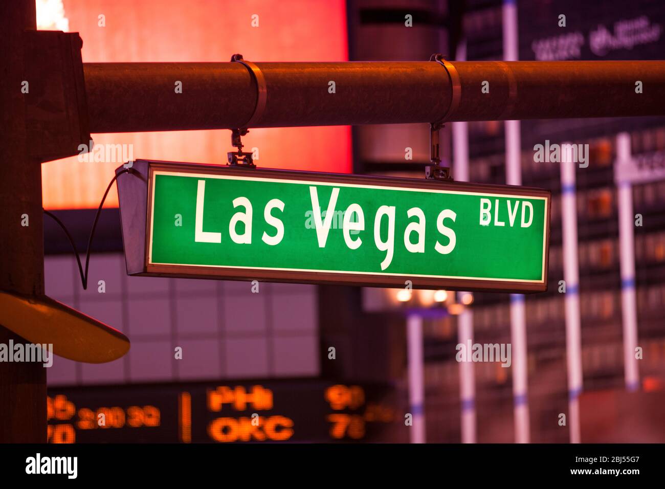 Las Vegas boulevard road marker on the strip in Nevada USA Stock Photo