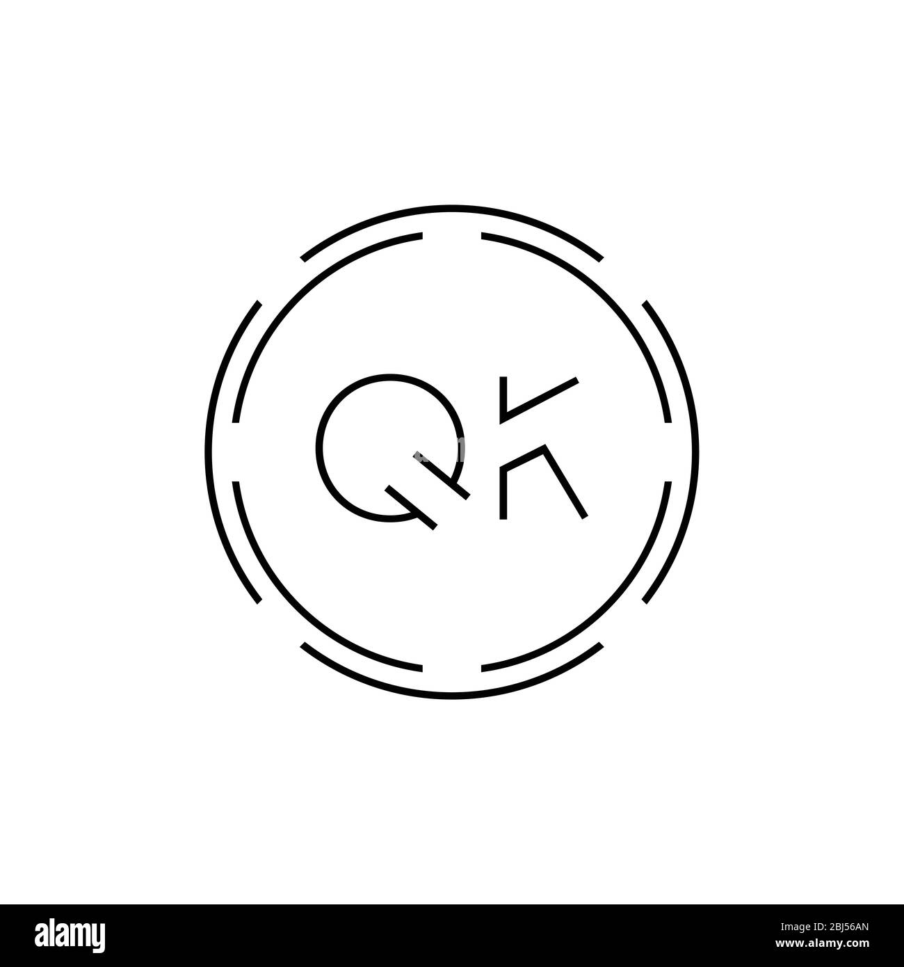 Initial Letter QK Logo Design Vector Template. Digital Abstract Circle QK Letter Logo Design Stock Vector