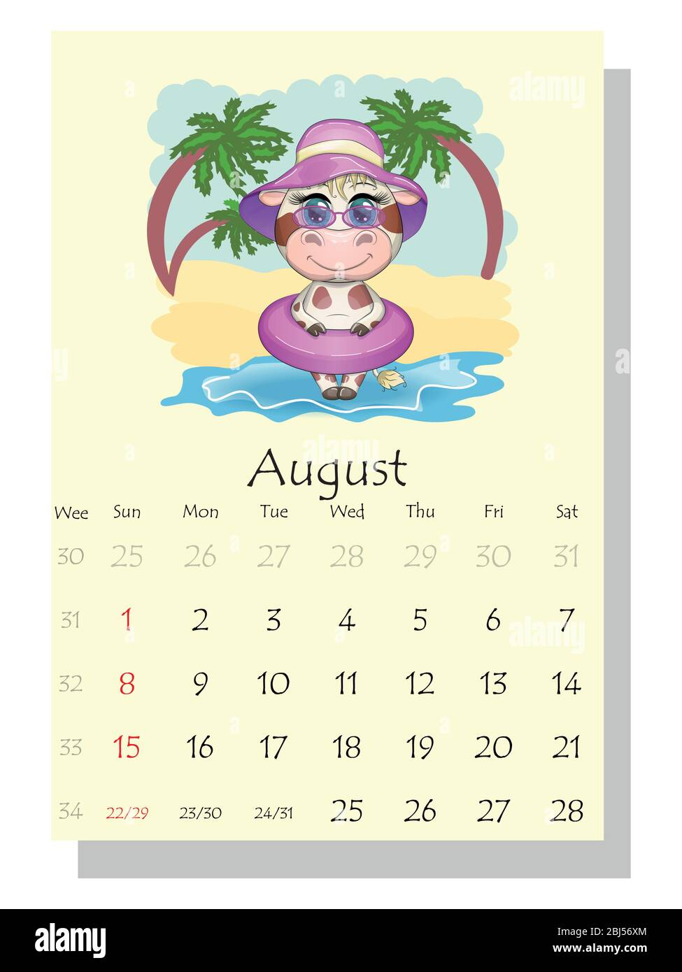 Calendar 2021 Cute Bull And Cow For Every Month Stock Vector Image Art Alamy cow calendar august 2021