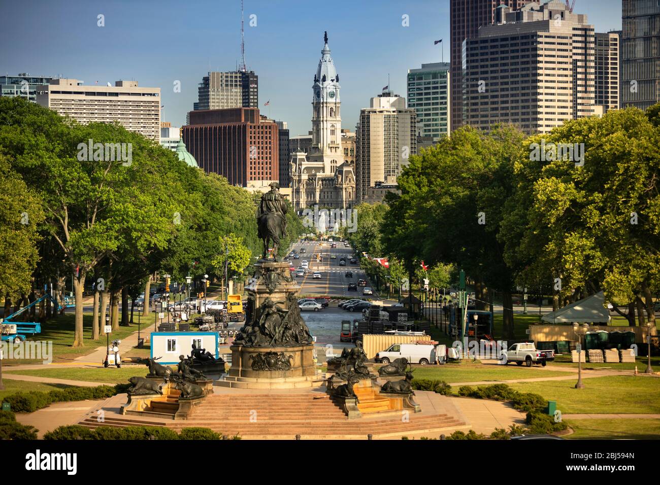 City hall and Benjamin Franklin Parkway Philadelphia, Pennsylvania, USA Stock Photo