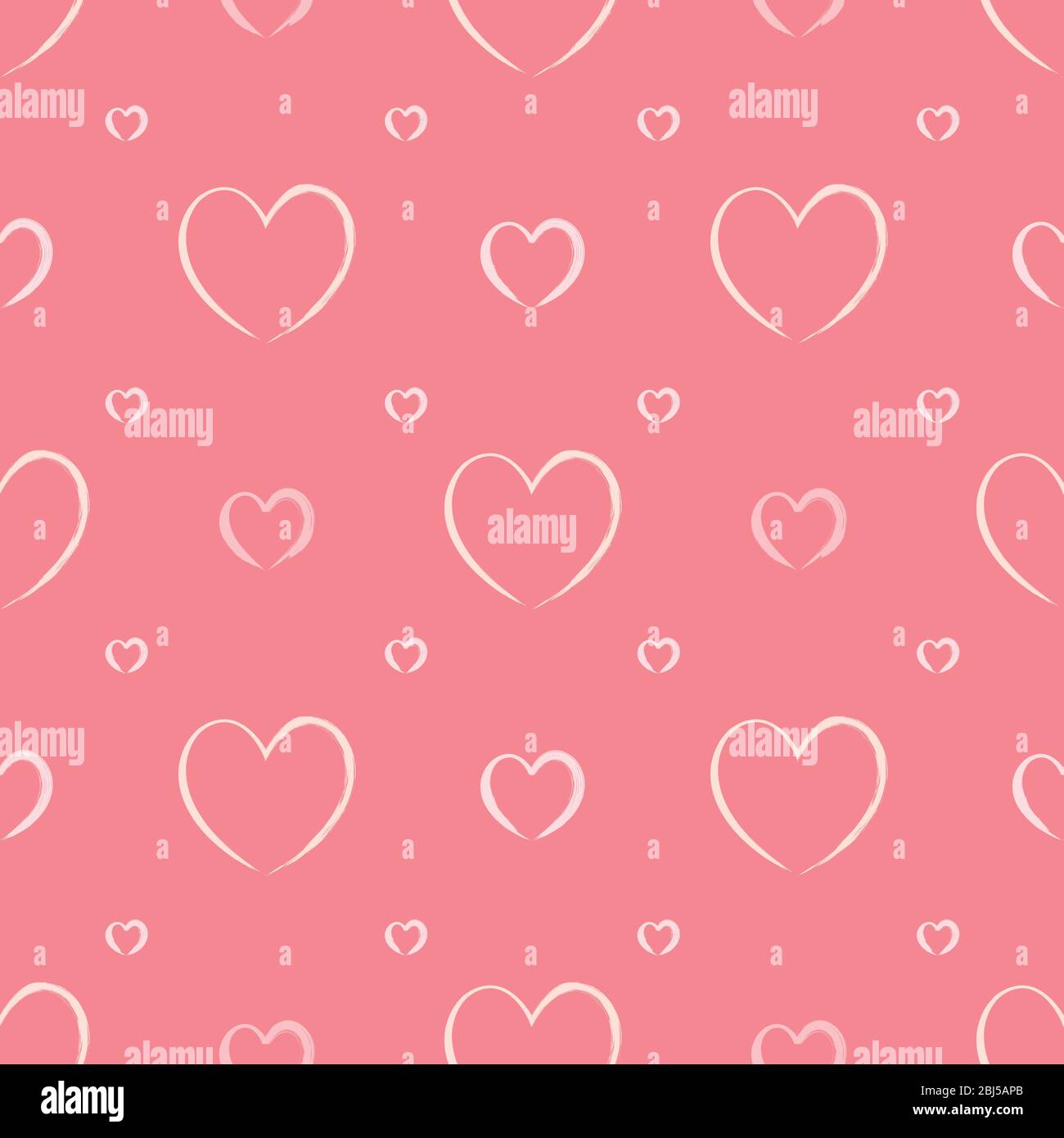 Seamless pattern vector with shades of soft pink hearts with paintbrush ...