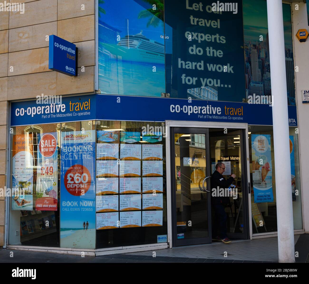 Worcester, United Kingdom - March 16 2020:  The frontage of Co-Operative travel agents in High Street Stock Photo