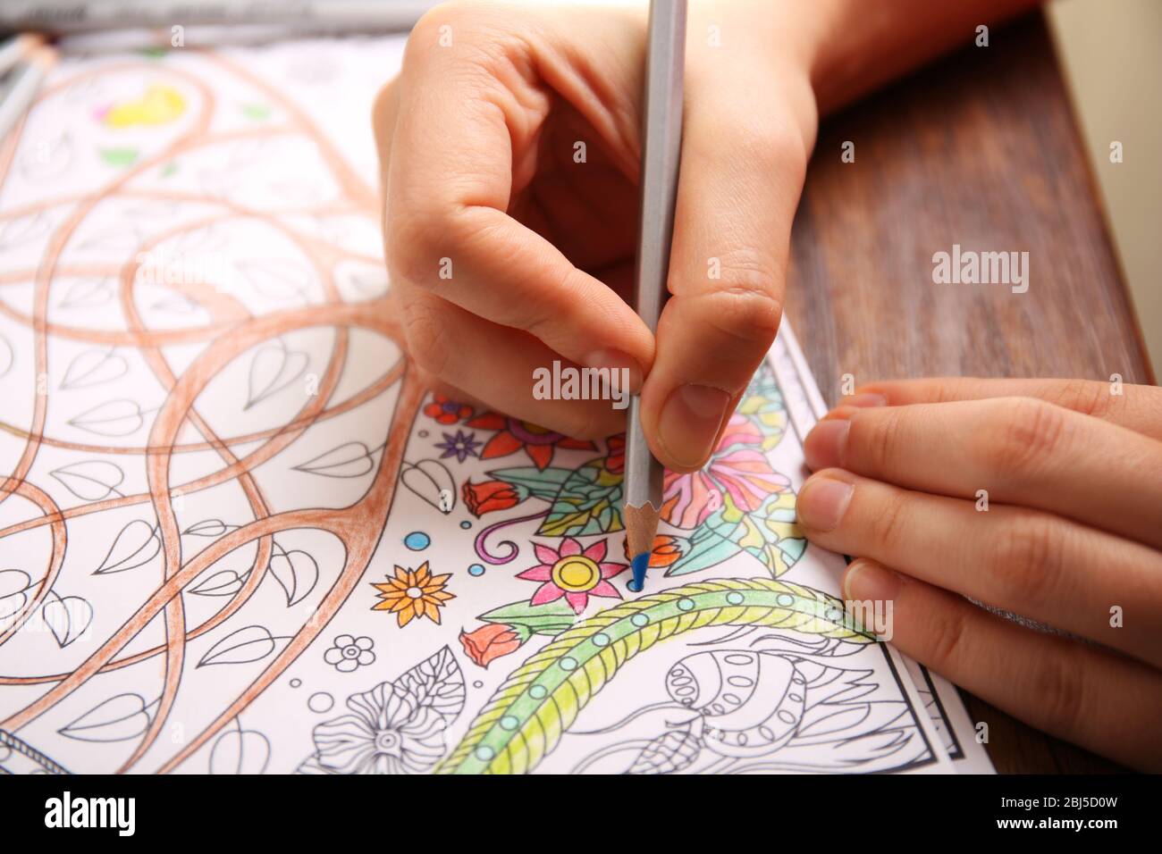 Adult colouring book and pencils hi-res stock photography and images - Alamy