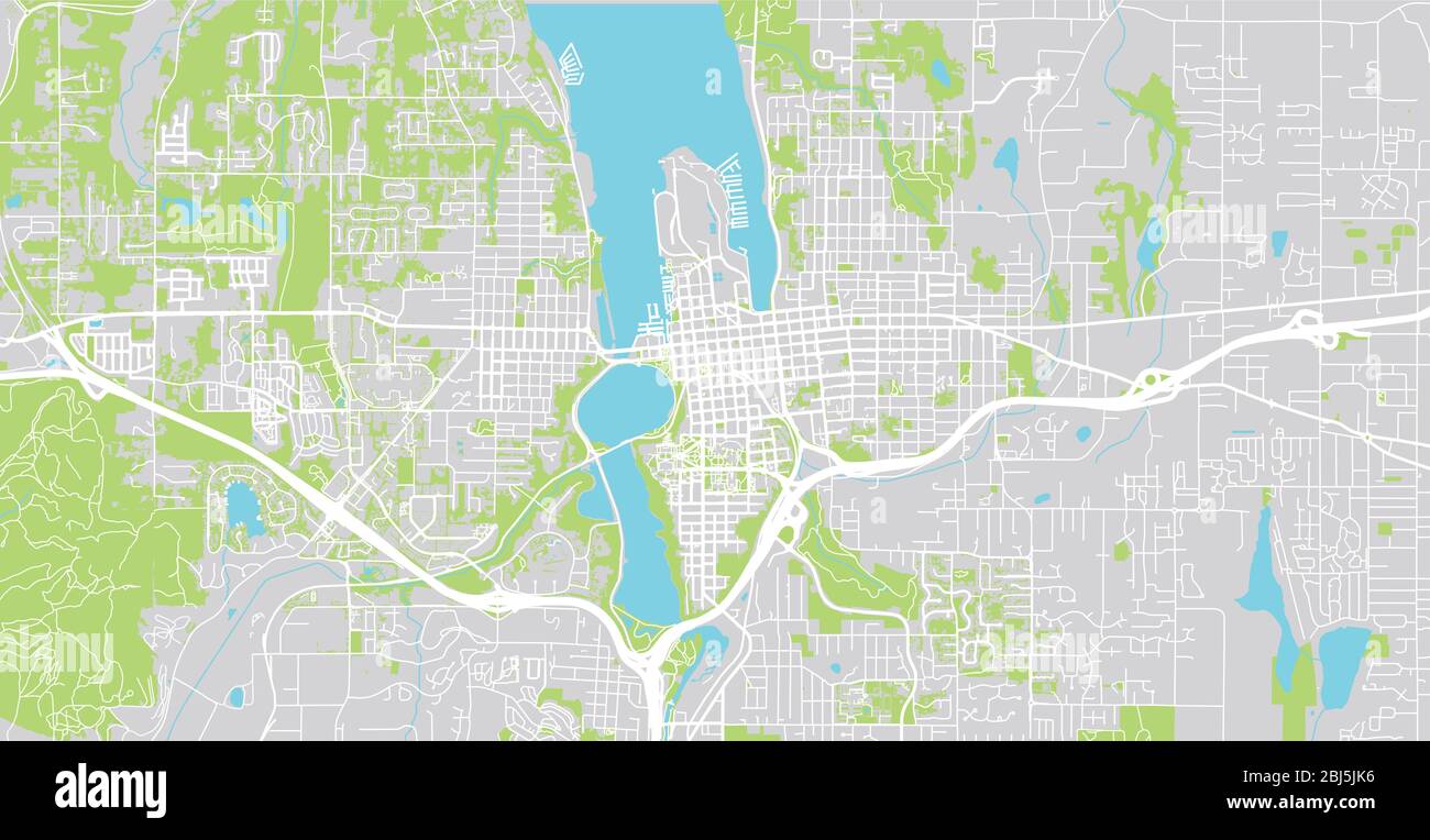 Urban vector city map of Olympia, USA. Washington state capital Stock Vector Image & Art Alamy