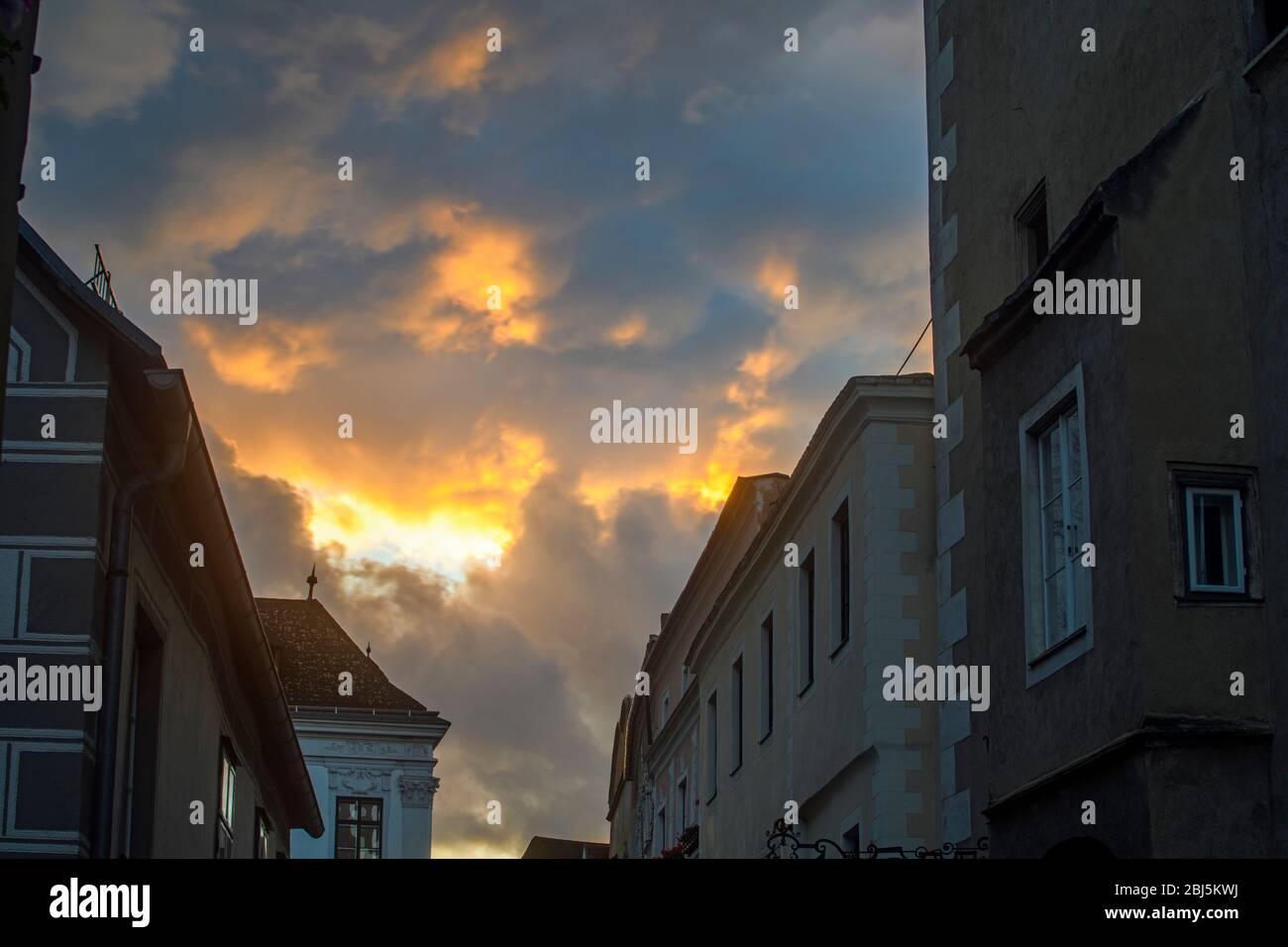 Street scenes in the small town at dusk, Stein/Krems, Lower Austria, Austria Stock Photo