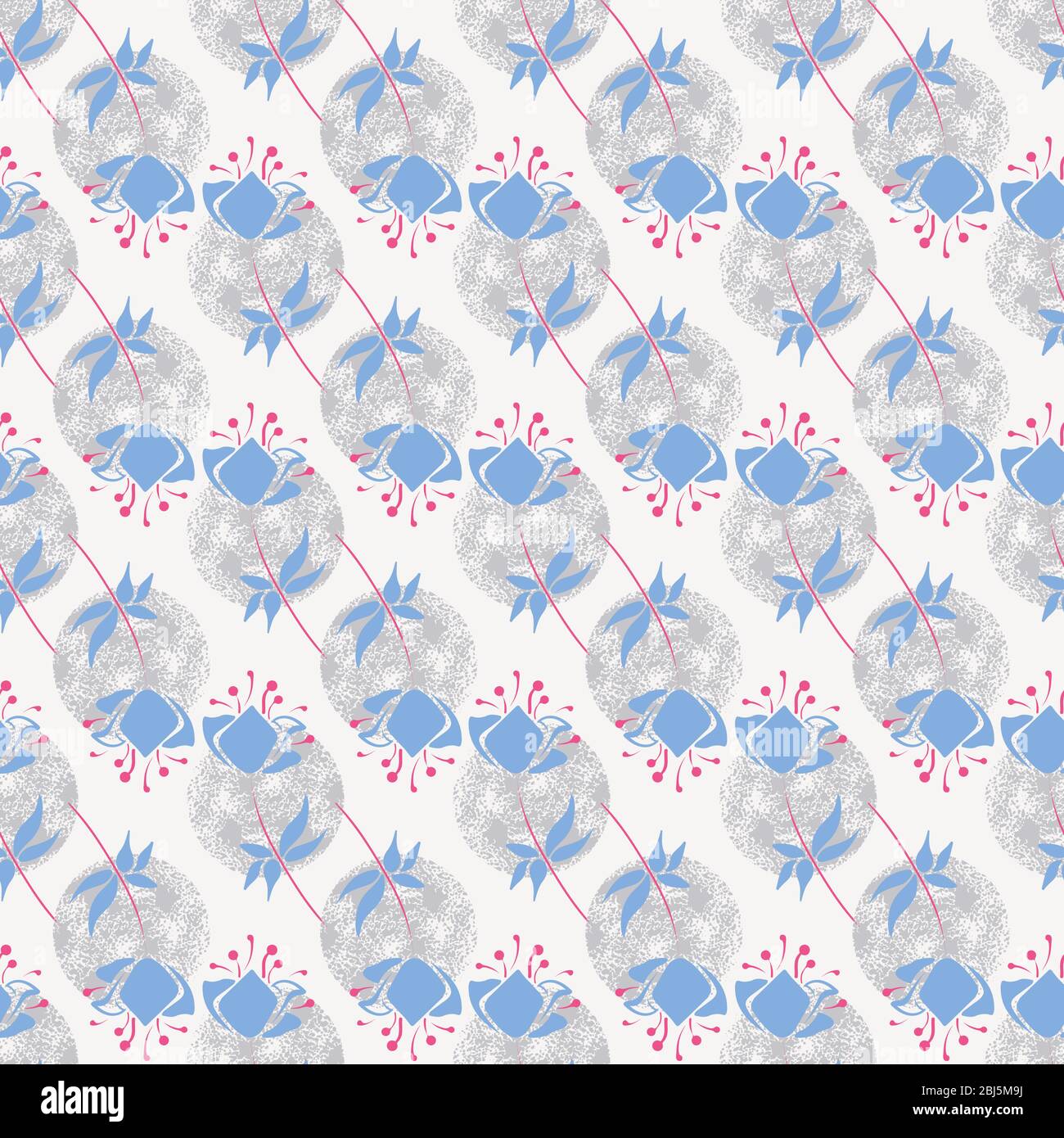 flowers and polka dots seamless vector pattern Stock Vector
