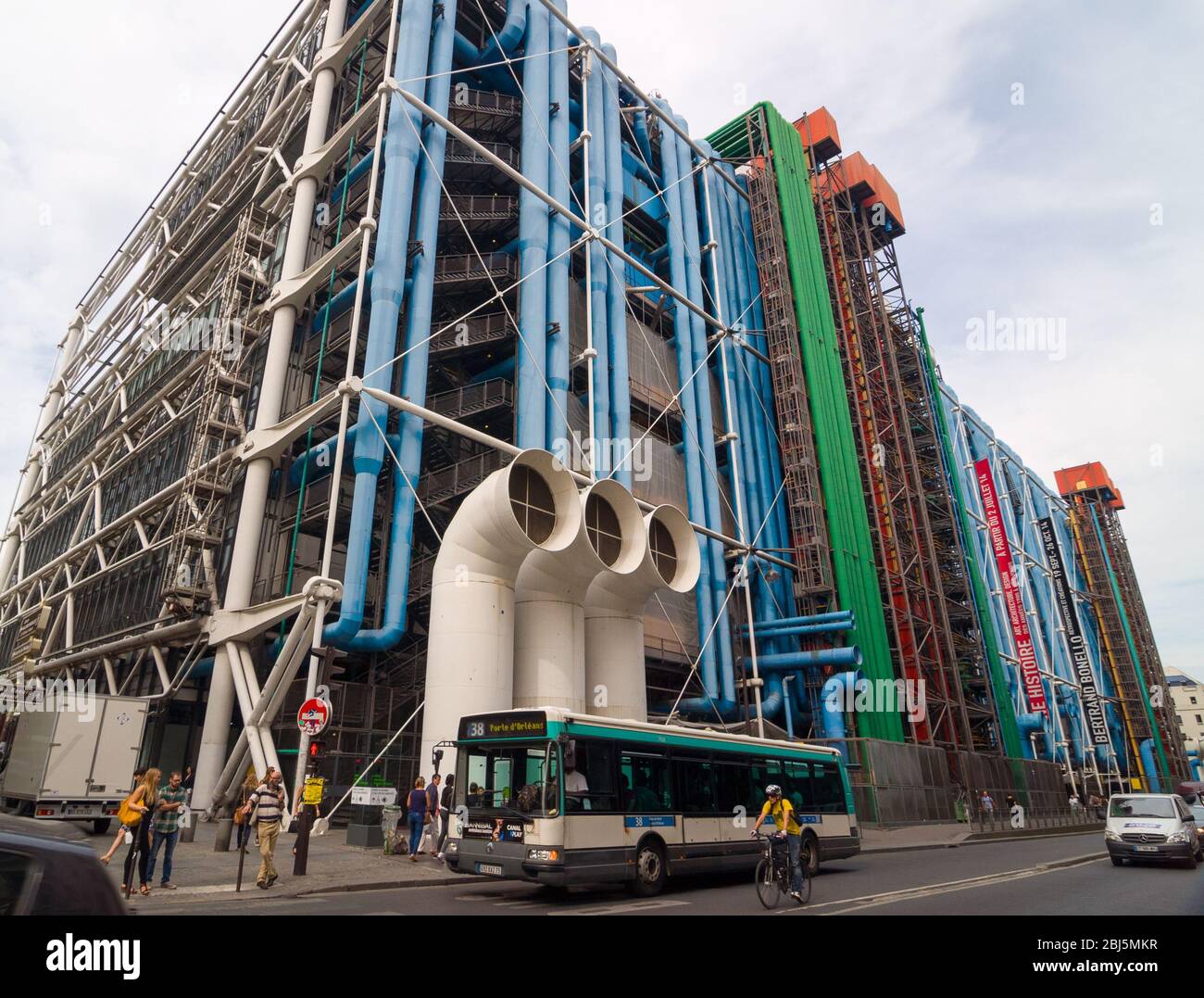 PARIS - SEPT 17, 2014: Facade of the Centre of Georges Pompidou in Paris, France. The Centre of Georges Pompidou is one of the most famous museums of Stock Photo