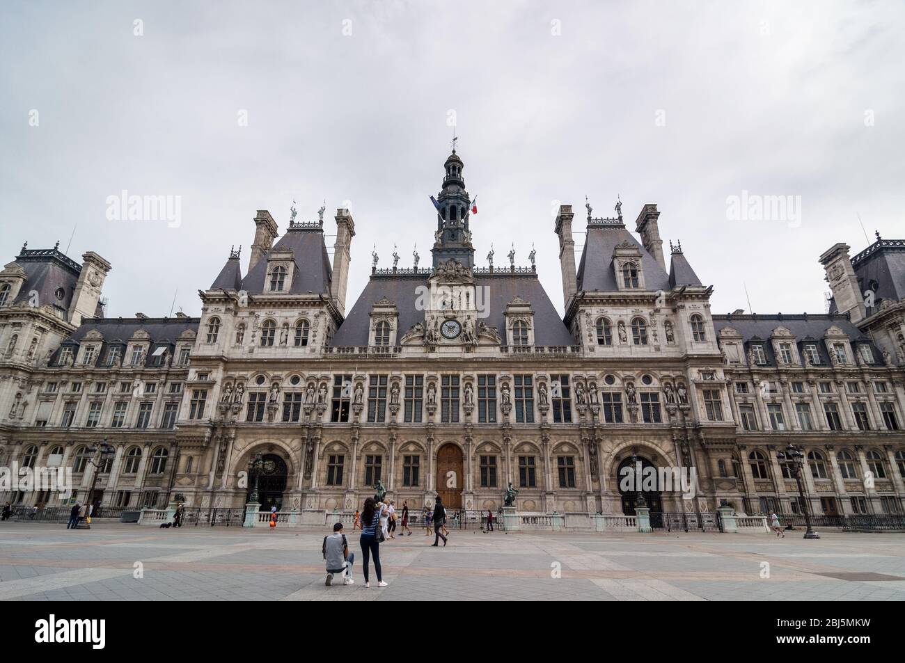 PARIS - SEPT 16, 2014: The Hotel de Ville or City Hall is the building ...