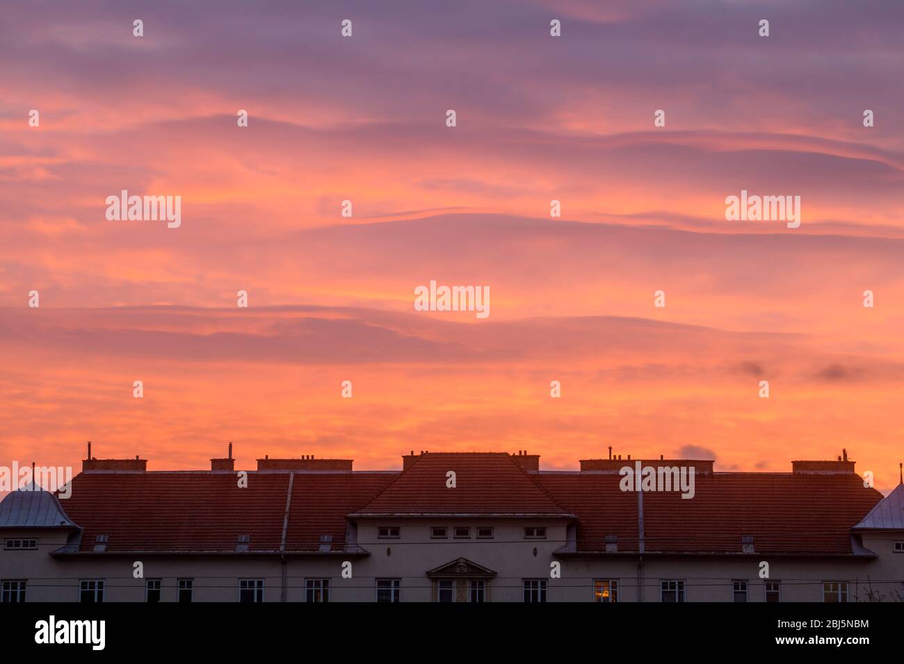 Vienna skyline at sunset, Vienna, Lower Austria, Austria Stock Photo