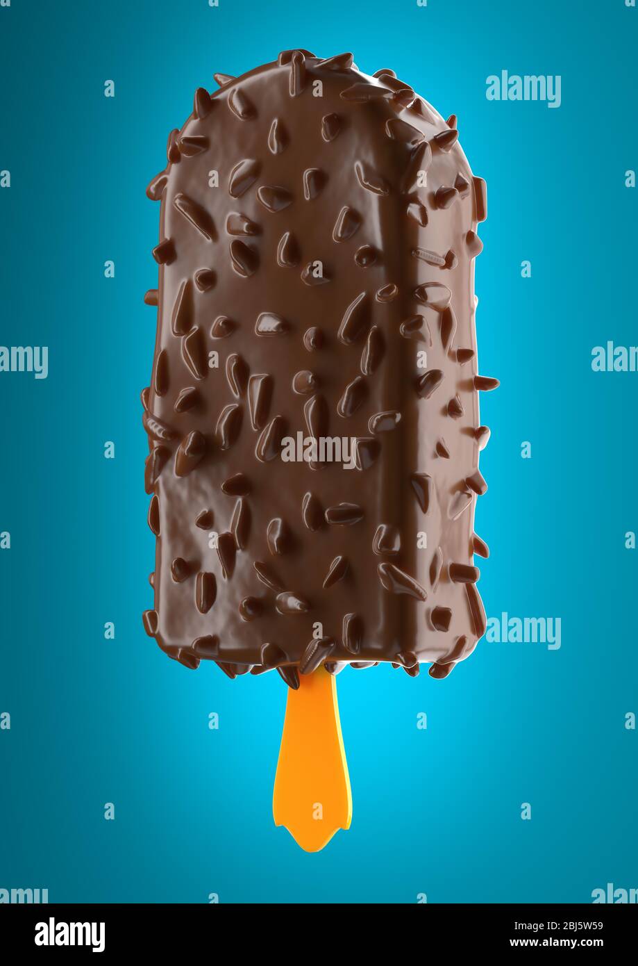 Tasty Chocolate ice cream isolated on blue background Stock Photo - Alamy