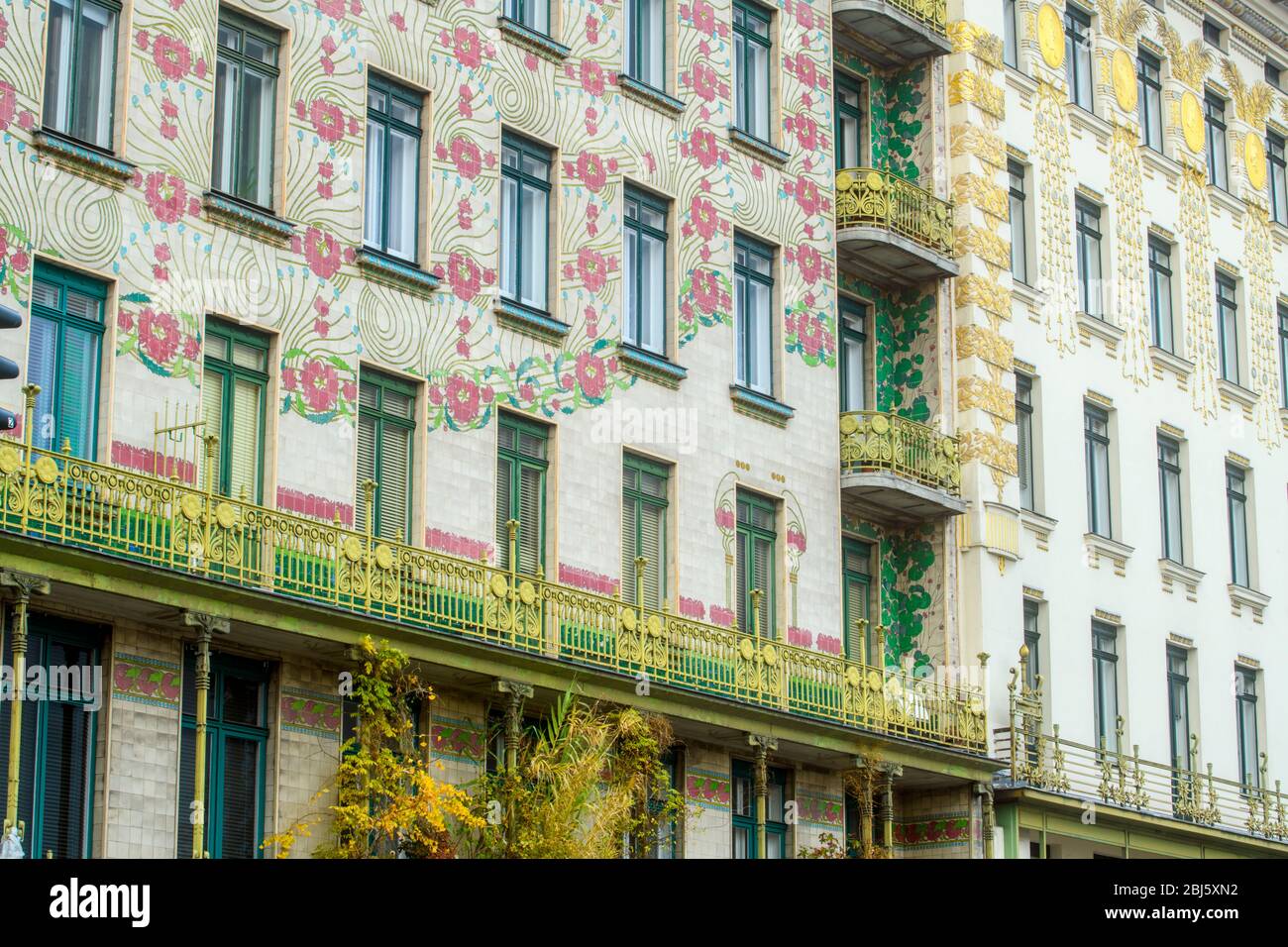 Art Nouveau building by Otto Wagner- Linke Wienzeile no 40, Vienna, Lower Austria, Austria Stock Photo