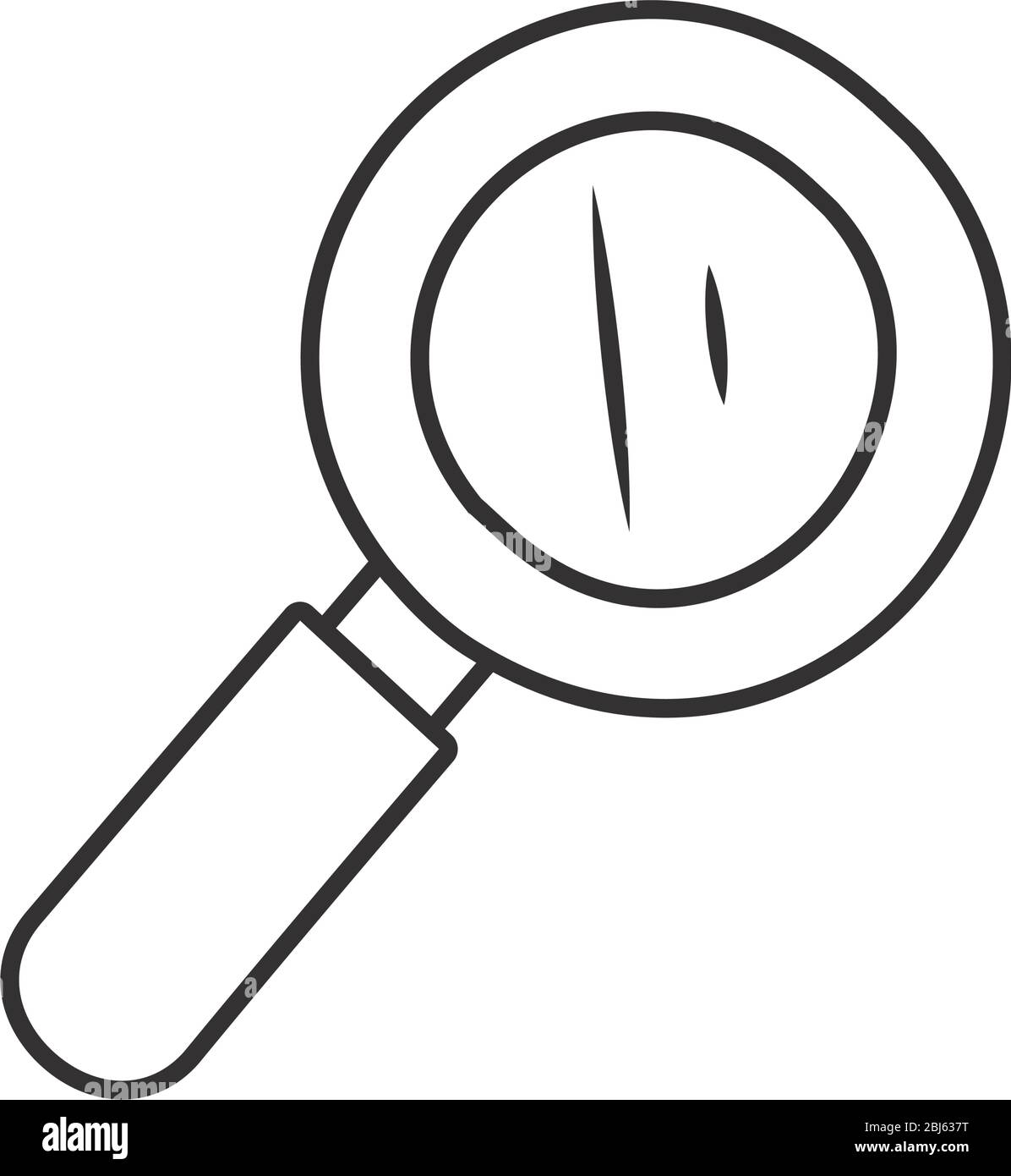 Stationary concept, magnifying glass icon over white background, line ...