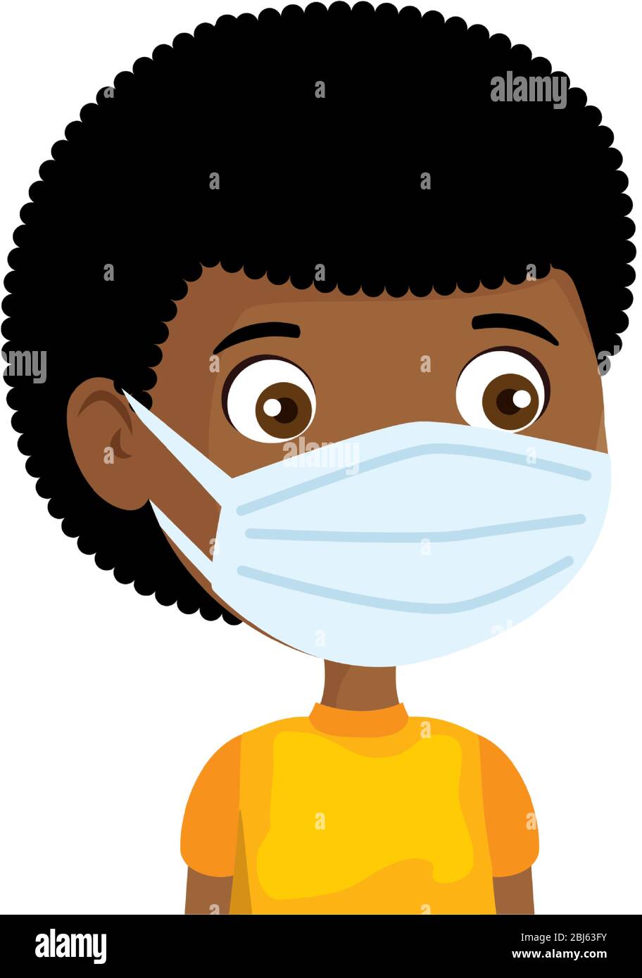 cute boy afro using face mask isolated icon Stock Vector Image & Art ...