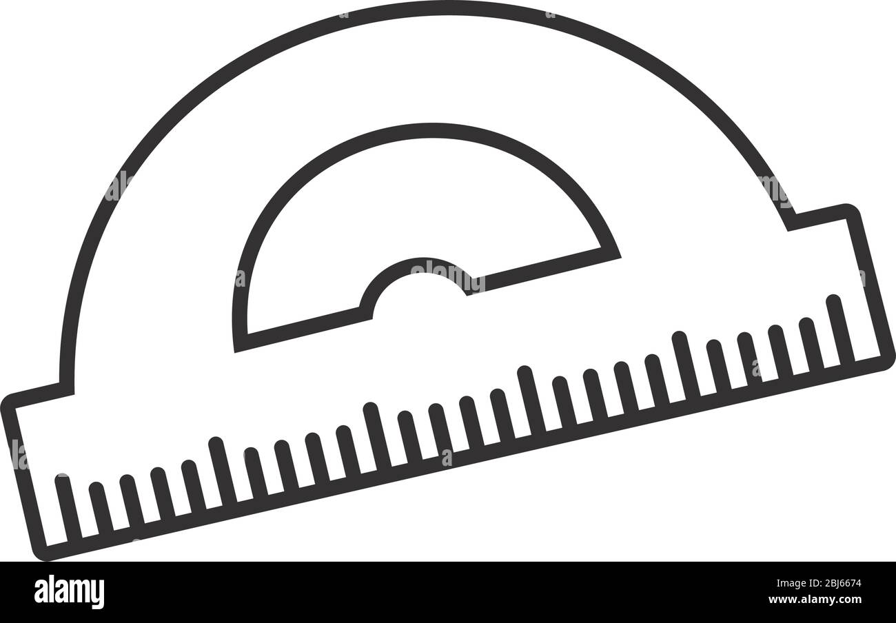 protractor ruler icon over white background, line style, vector