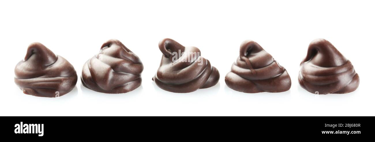 Choco Morrel Chocolate morsels isolated on white Stock Photo - Alamy