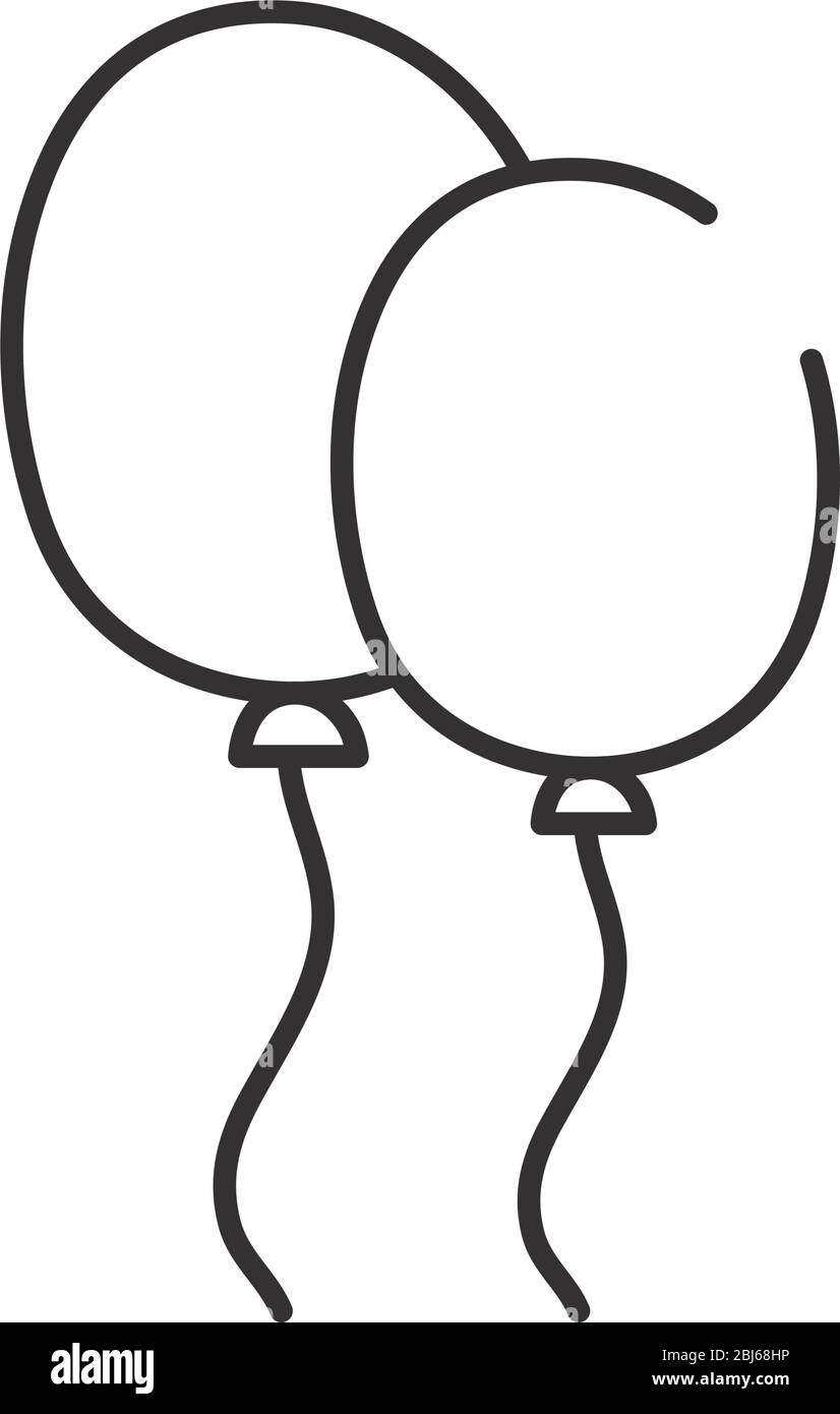 balloons icon over white background, line style, vector illustration ...