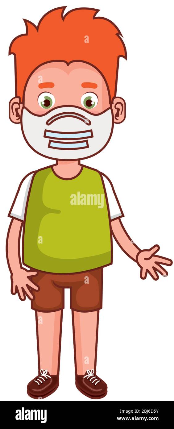 cute boy using face mask isolated icon Stock Vector Image & Art - Alamy