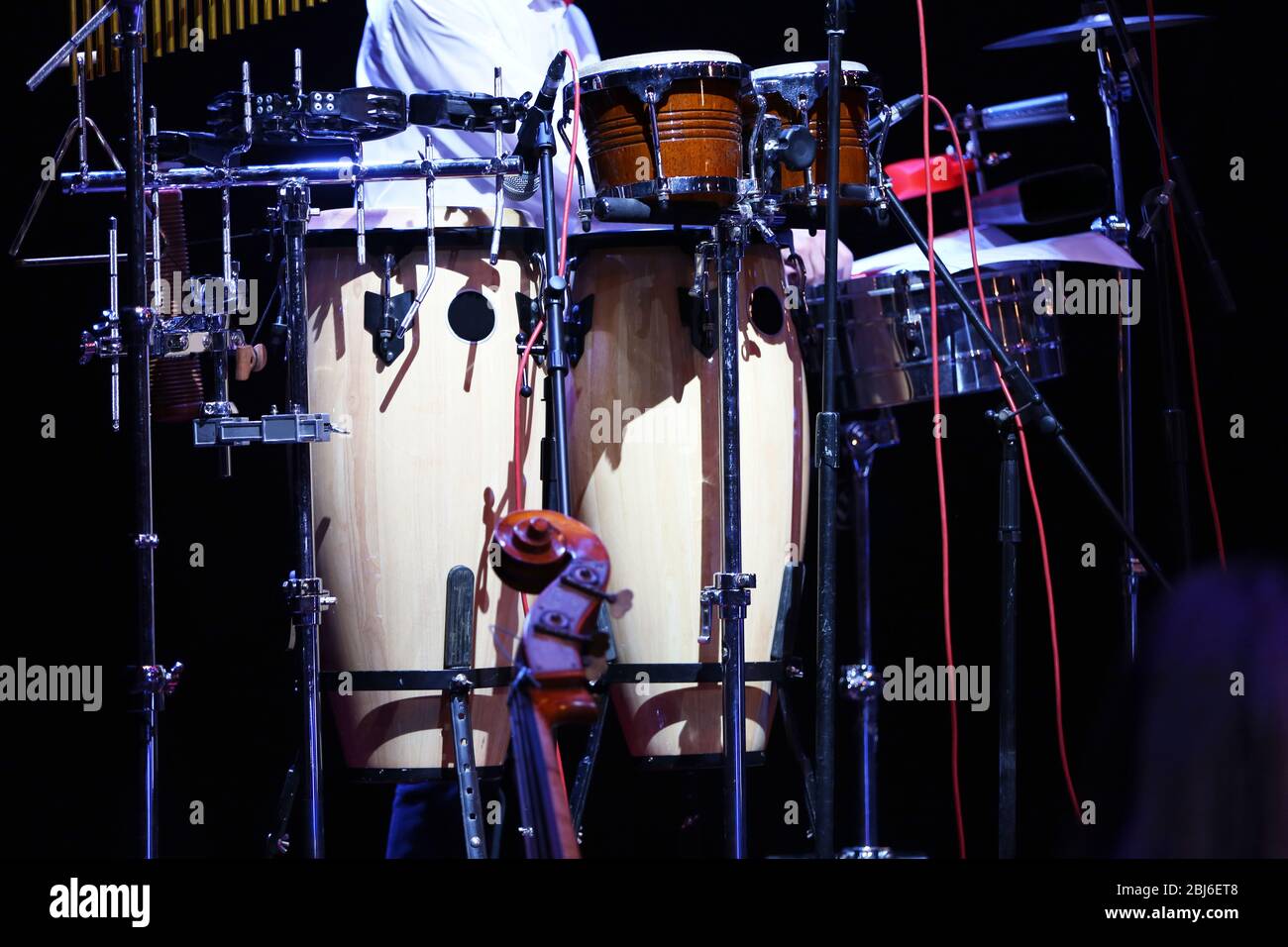 Musical instruments on a stage Stock Photo - Alamy