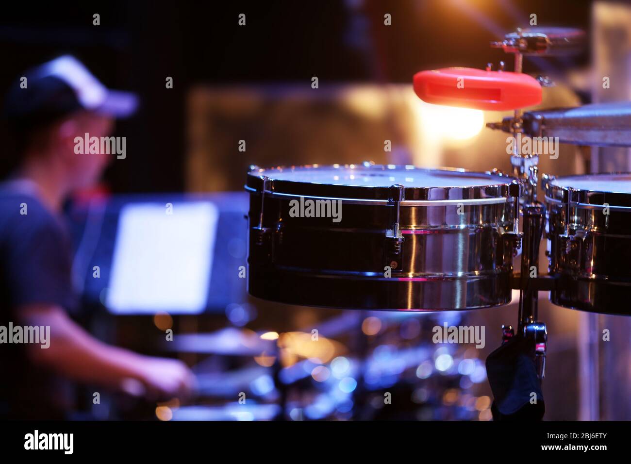 Musical instruments on a stage Stock Photo - Alamy