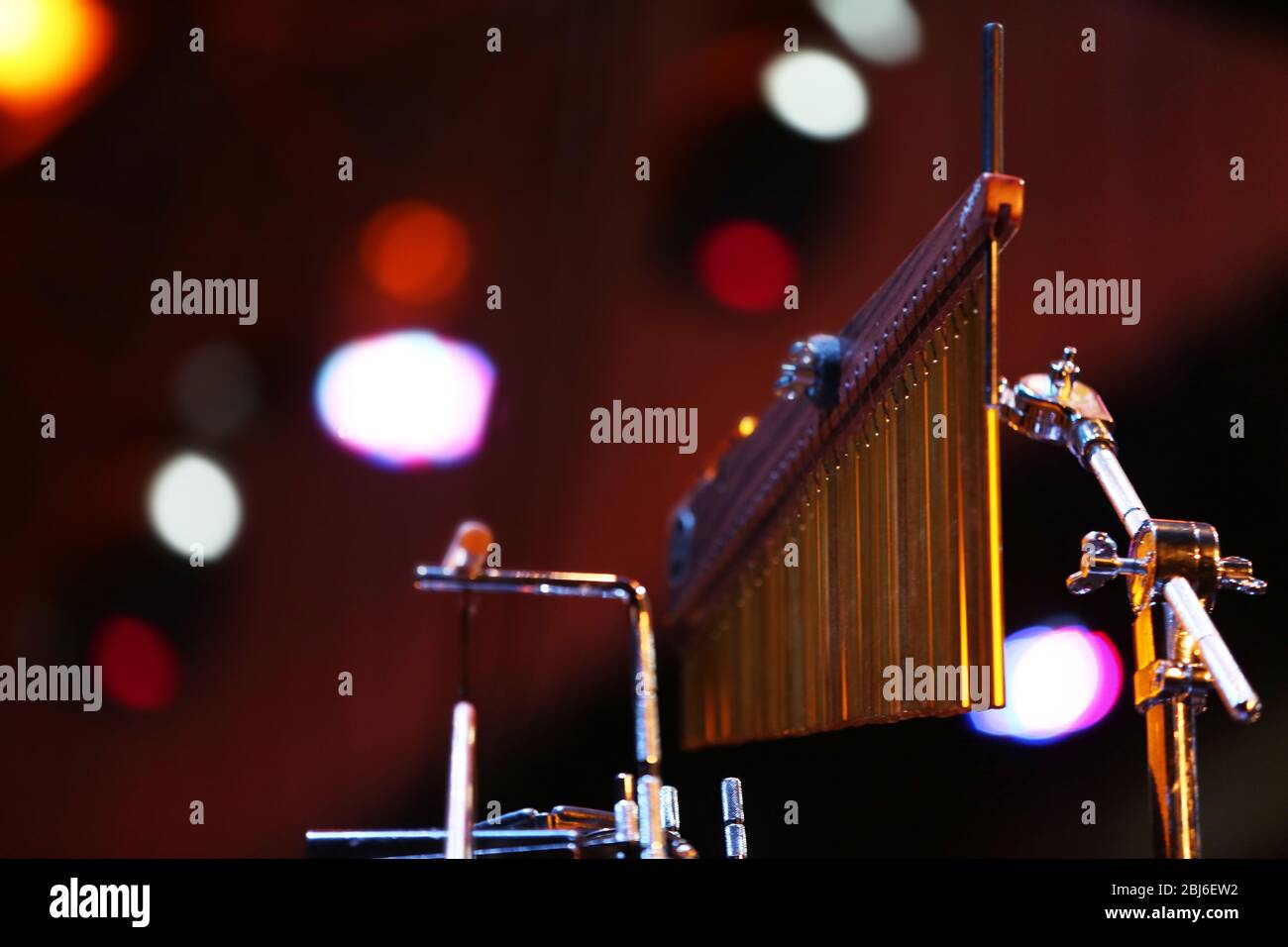 Musical instruments on a stage Stock Photo - Alamy