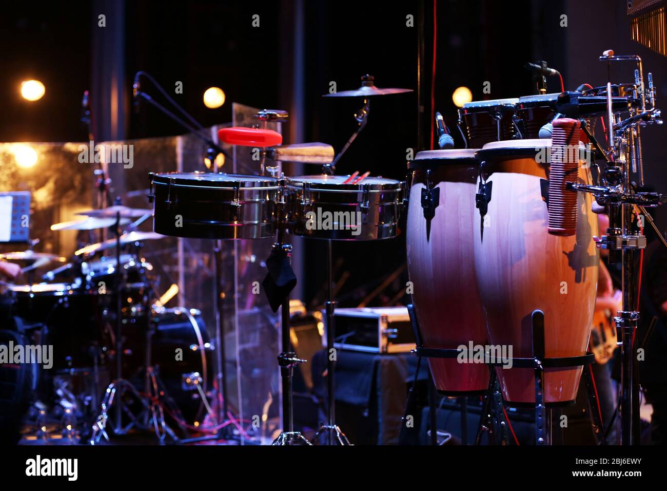 Musical instruments on a stage Stock Photo - Alamy