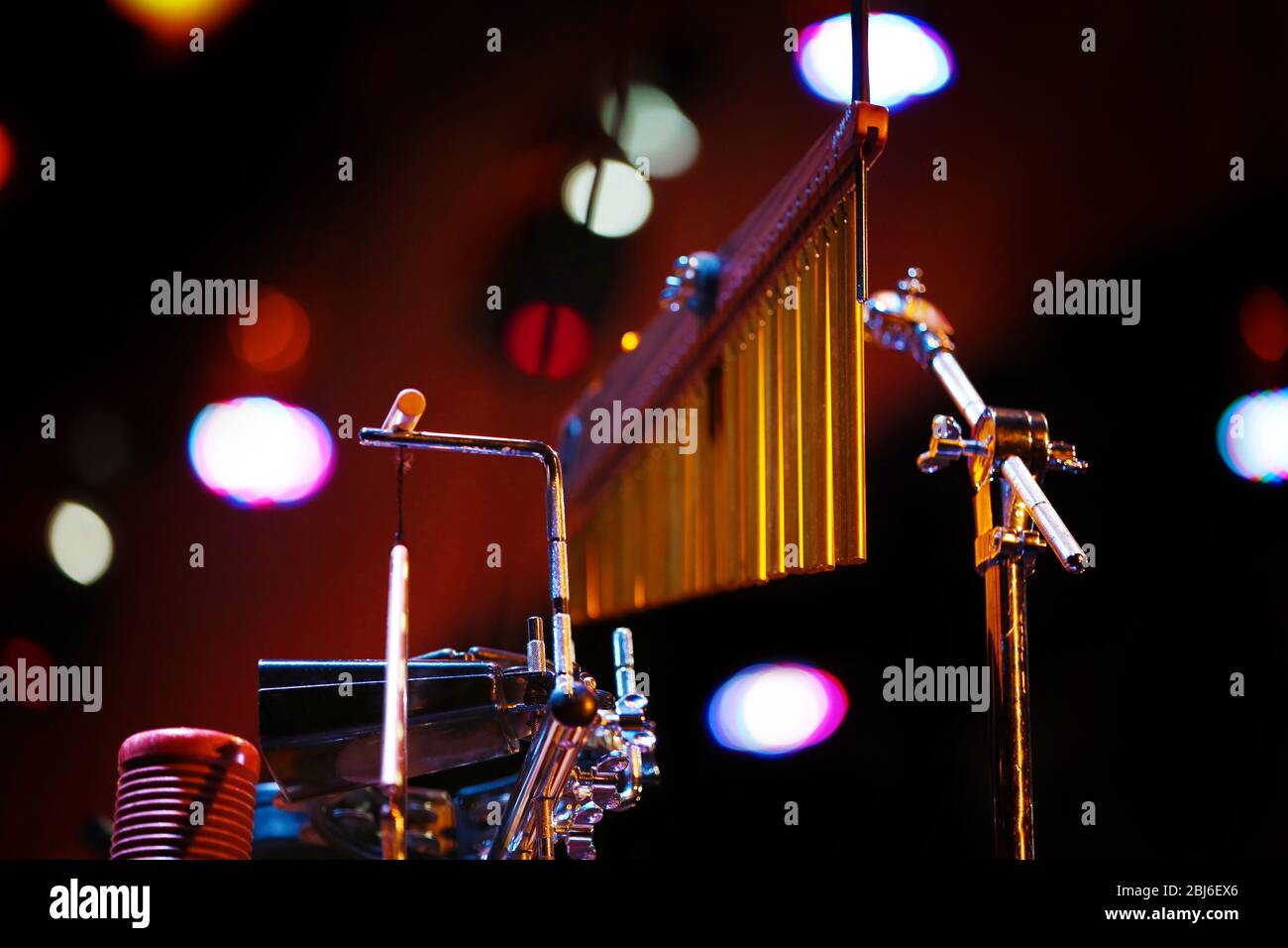 Musical instruments on a stage Stock Photo - Alamy