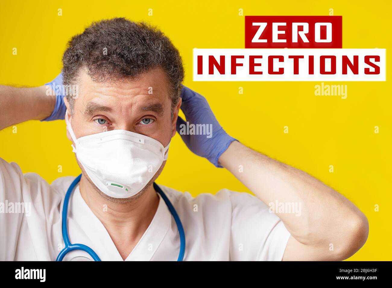 Nurse take off disposable mask and safety goggles after take care of