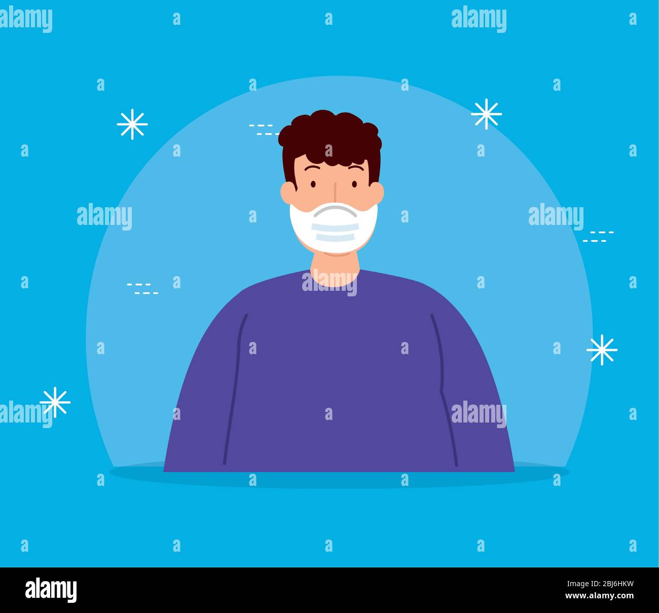 young man using face mask Stock Vector