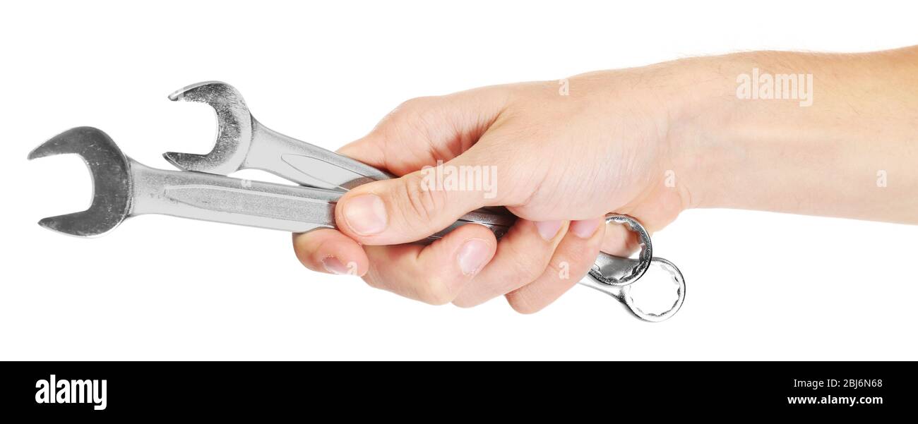 Two Wrenches Mechanic is holding two wrenches hi-res stock photography and images ...