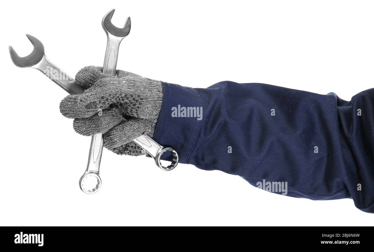 Two Wrenches Mechanic is holding two wrenches hi-res stock photography and images ...