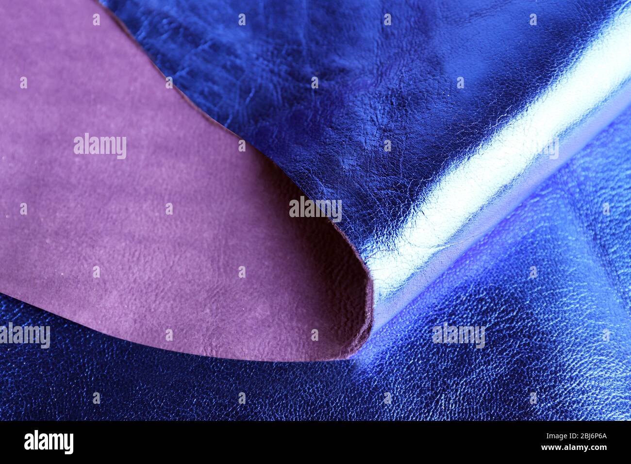 Blue leather texture close up Stock Photo